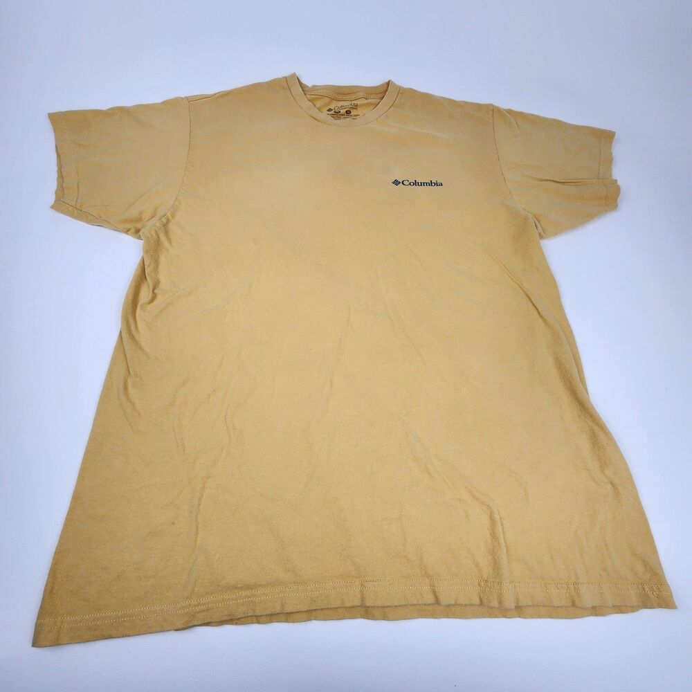 Columbia Always Outside Since 1938 T Shirt Men's XL Yellow Mountain Graphic Logo